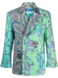 ERL zebra-print double-breasted blazer - Green