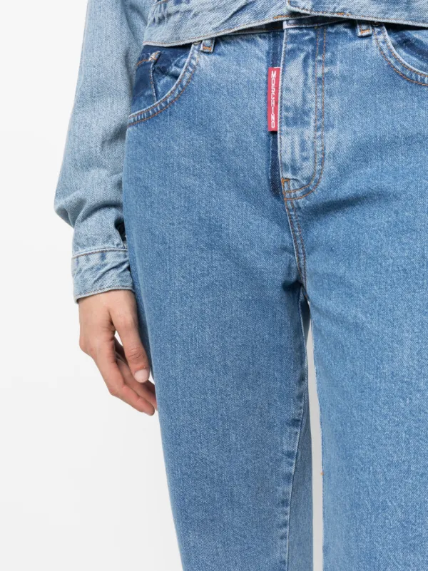 MOSCHINO JEANS two-tone straight-leg Jeans | Blue | FARFETCH AZ