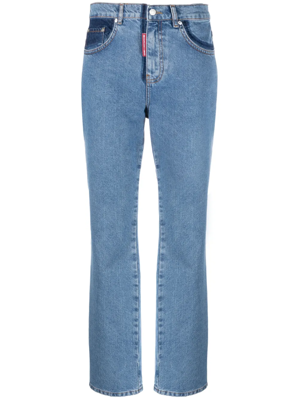 two-tone straight-leg jeans