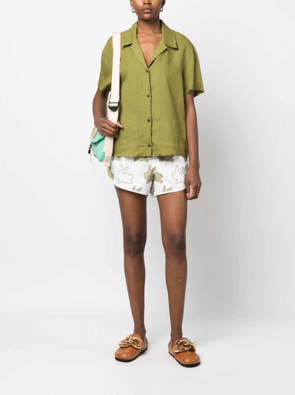 JW Anderson Bunny elasticated-waistband shorts - Wit