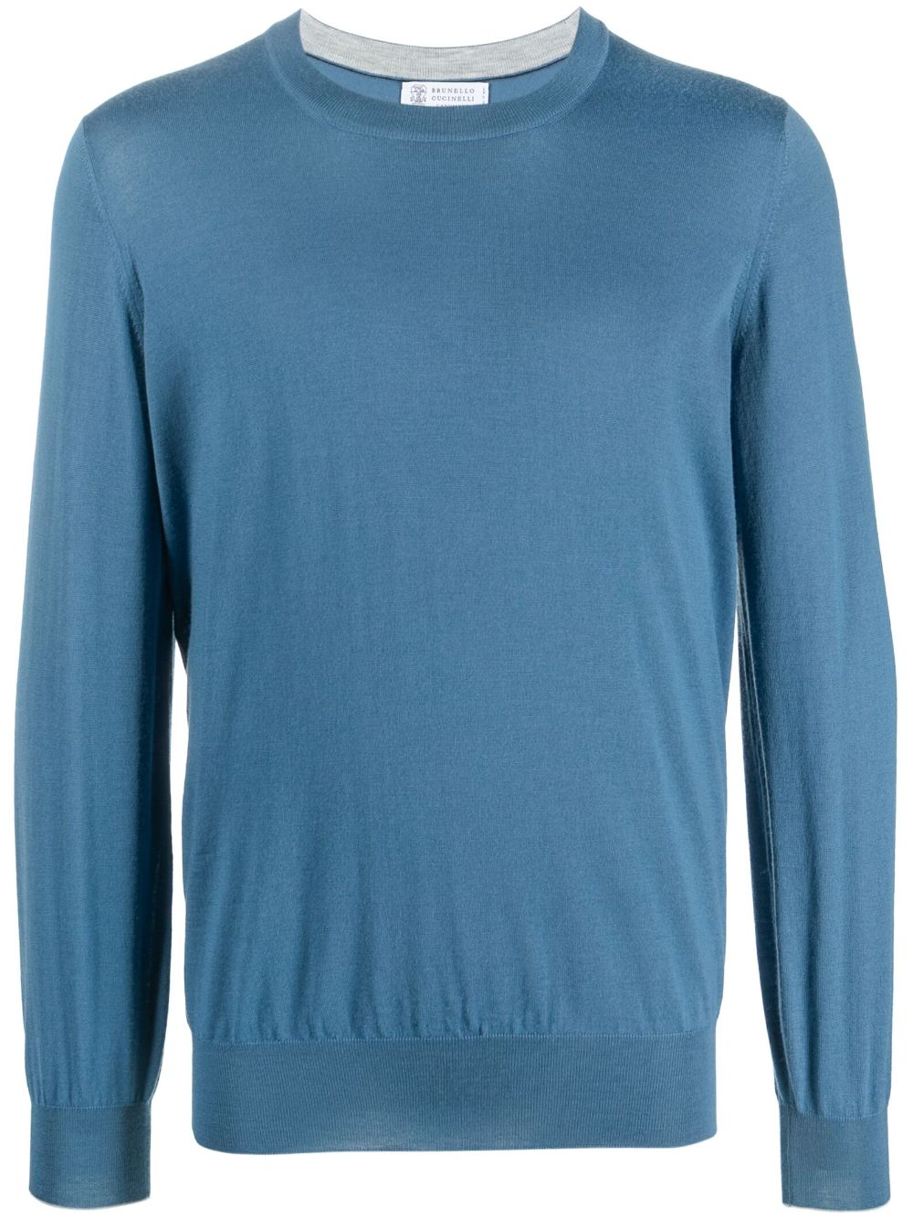 Shop Brunello Cucinelli Crew-neck Cashmere-blend Jumper In Blue