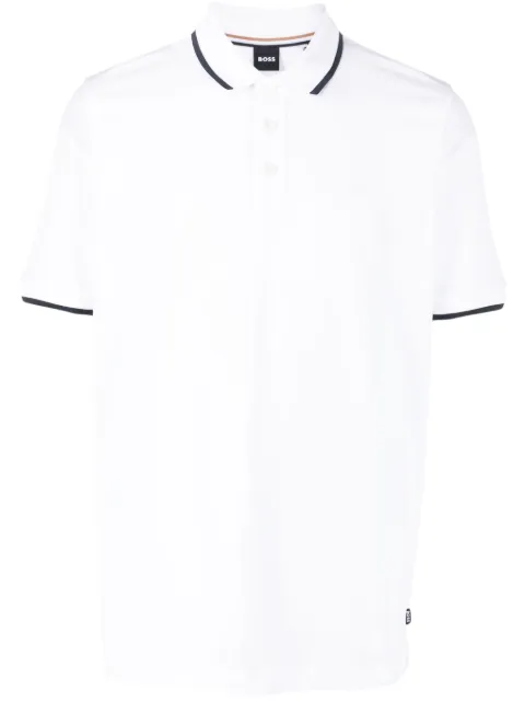 BOSS logo-embossed cotton polo shirt