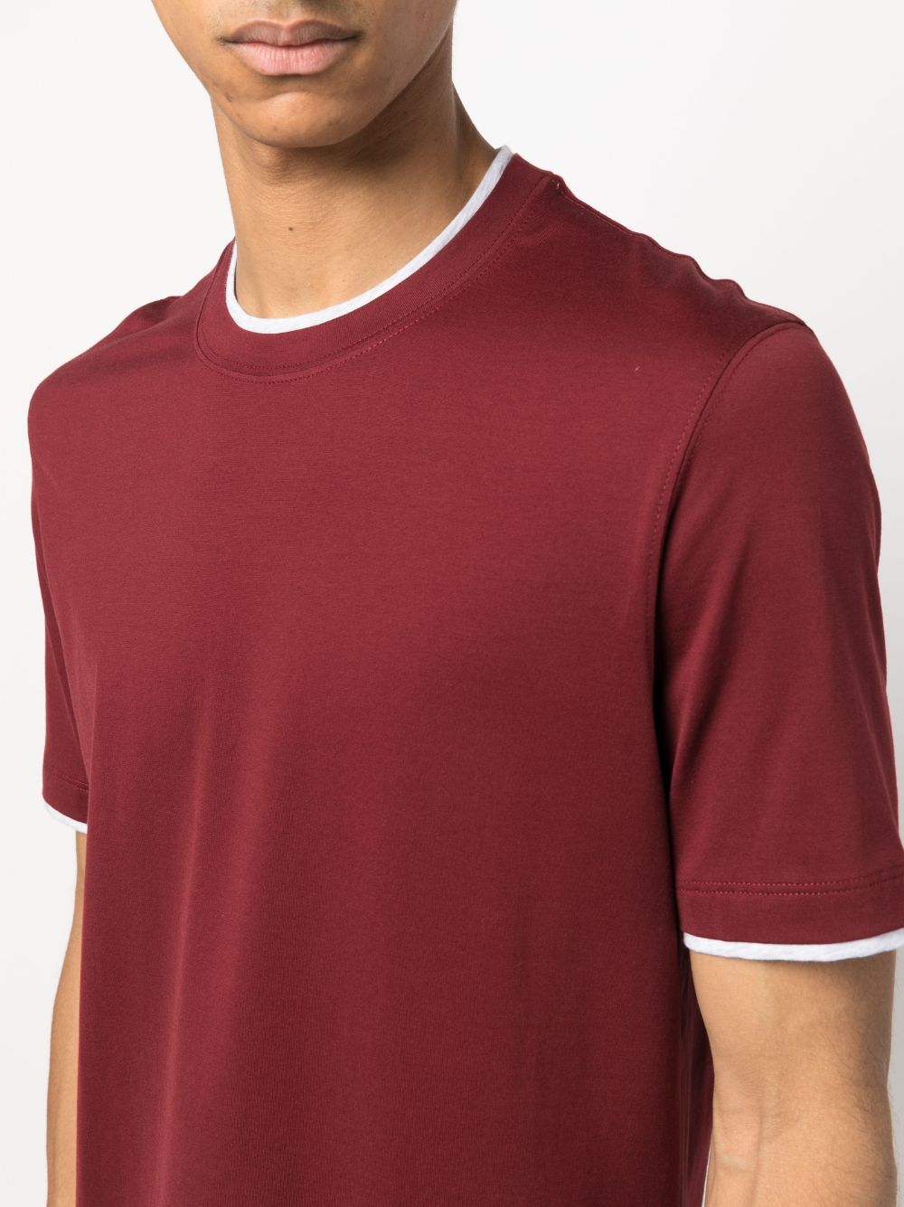 Shop Brunello Cucinelli Layered-details Cotton T-shirt In Red