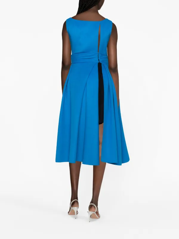 Christian Dior Pre-Owned 2010 box-pleat Flared Dress | Blue
