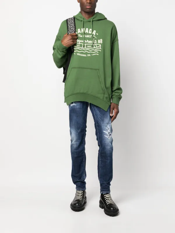 パーカー・フーディ Dsquared2 Graphic-Print Verde Cotton Hoodie DSQUARED2 graphic-print Cotton Hoodie | Green | FARFETCH