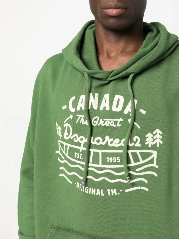 パーカー・フーディ Dsquared2 Graphic-Print Verde Cotton Hoodie DSQUARED2 graphic-print Cotton Hoodie | Green | FARFETCH