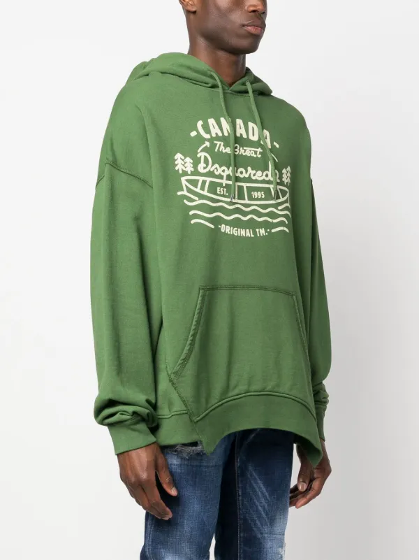 パーカー・フーディ Dsquared2 Graphic-Print Verde Cotton Hoodie DSQUARED2 graphic-print Cotton Hoodie | Green | FARFETCH