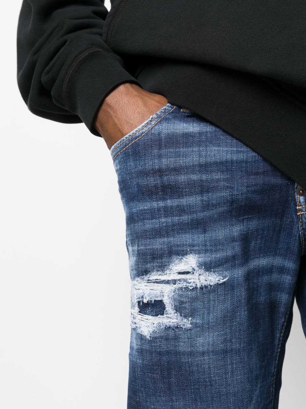 Shop Dsquared2 Slim-fit Distressed-finish Jeans In Blue