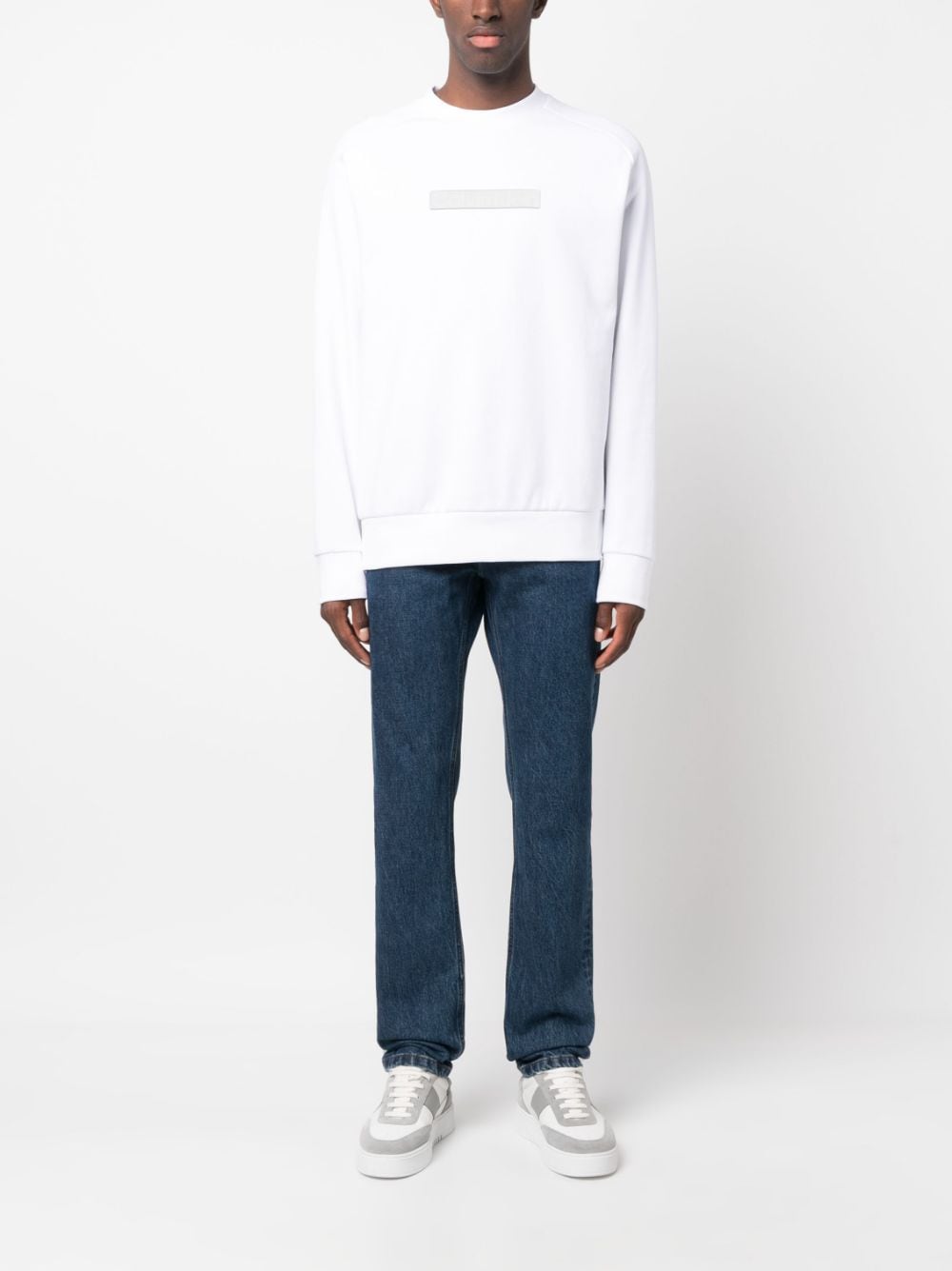 Calvin Klein logo-print long-sleeve sweatshirt - Wit