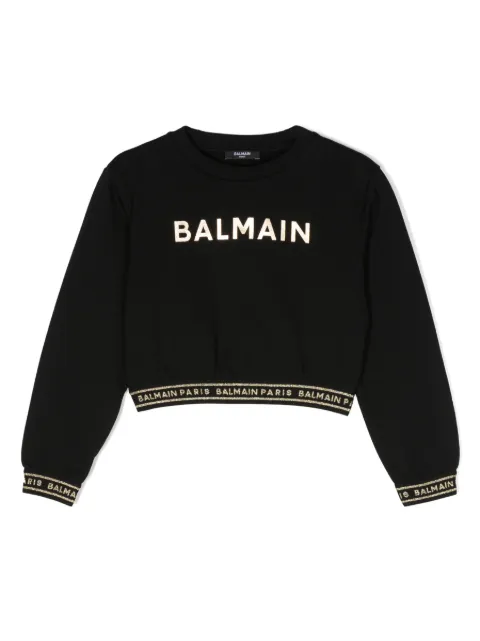 Balmain Kids logo-print cotton sweatshirt