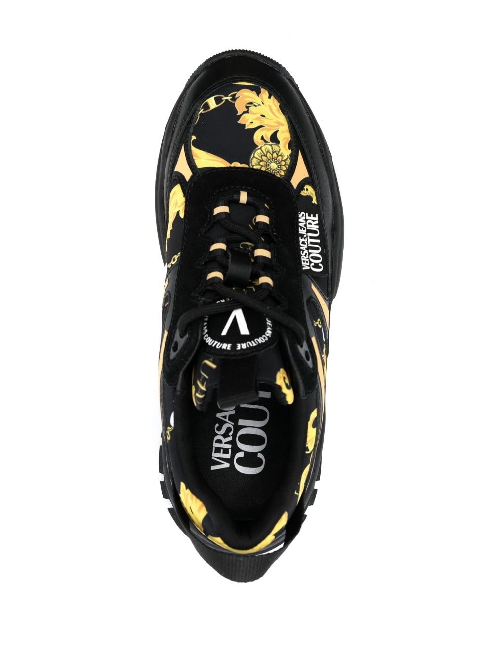 Shop Versace Jeans Couture Logo-print Almond-toe Sneakers In Black