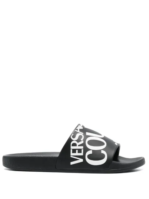 Versace Jeans Couture logo-print moulded-footbed slides 