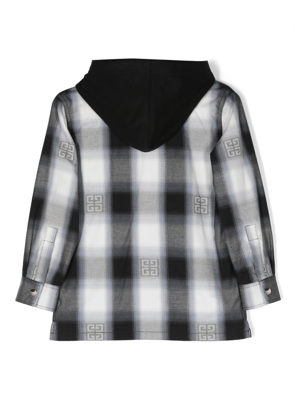 Givenchy Kids 4G-jacquard checked hooded overshirt - Zwart