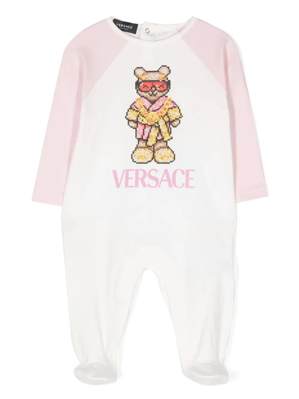 Versace Kids grenouillère en coton à logo imprimé - Blanc Top Merken Winkel
