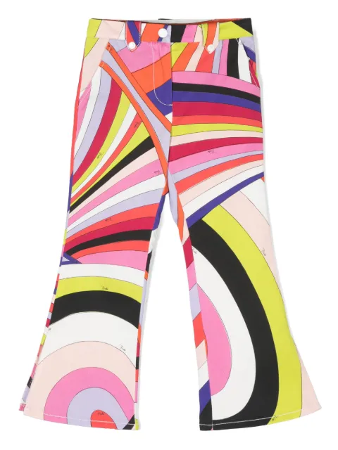 PUCCI Junior Iride-print flared cotton trousers