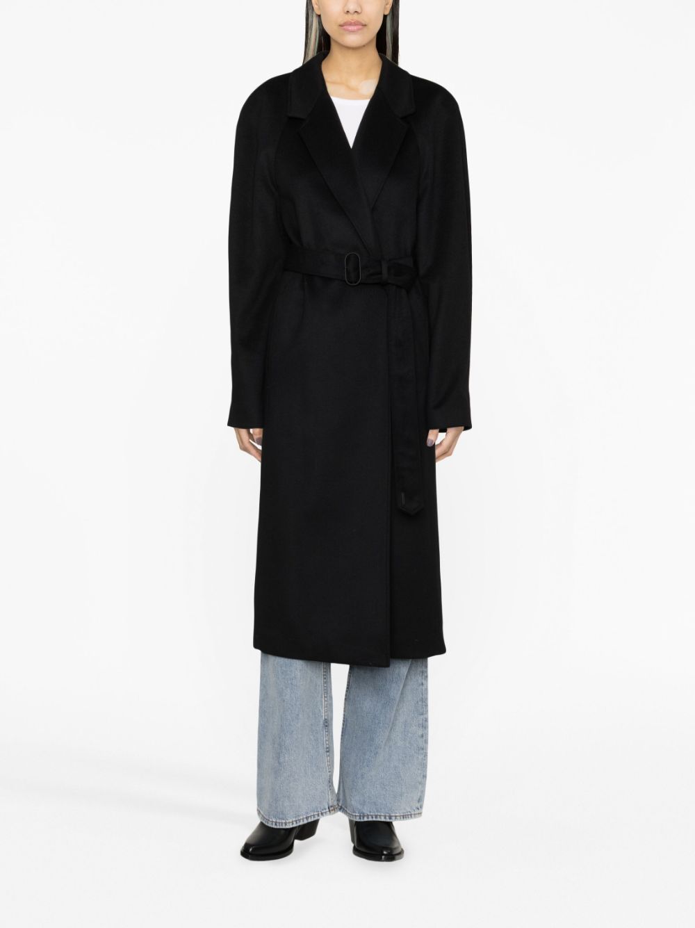 Calvin Klein belted notched-lapels coat - Zwart