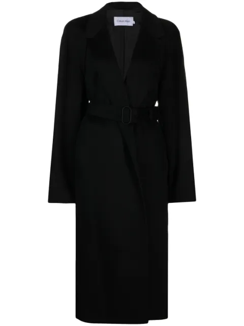 Calvin Klein belted notched-lapels coat