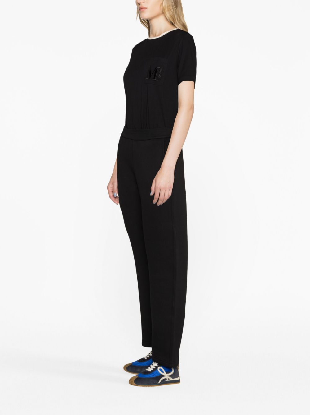 Shop 's Max Mara Tapered Cotton-jersey Trousers In Black