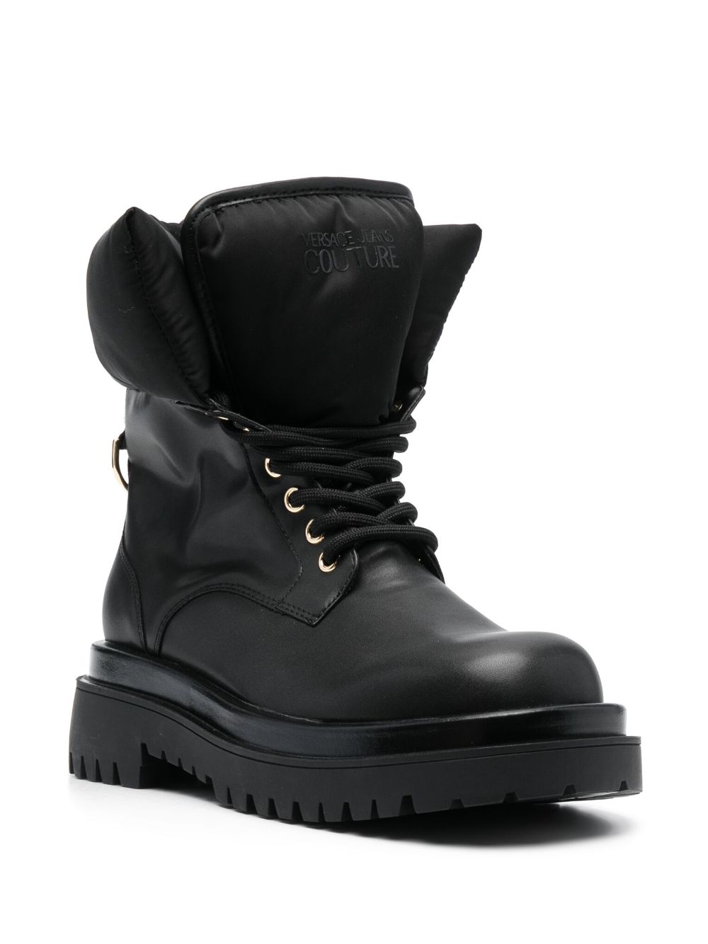 Shop Versace Jeans Couture Logo-print Ankle-length Boots In Black