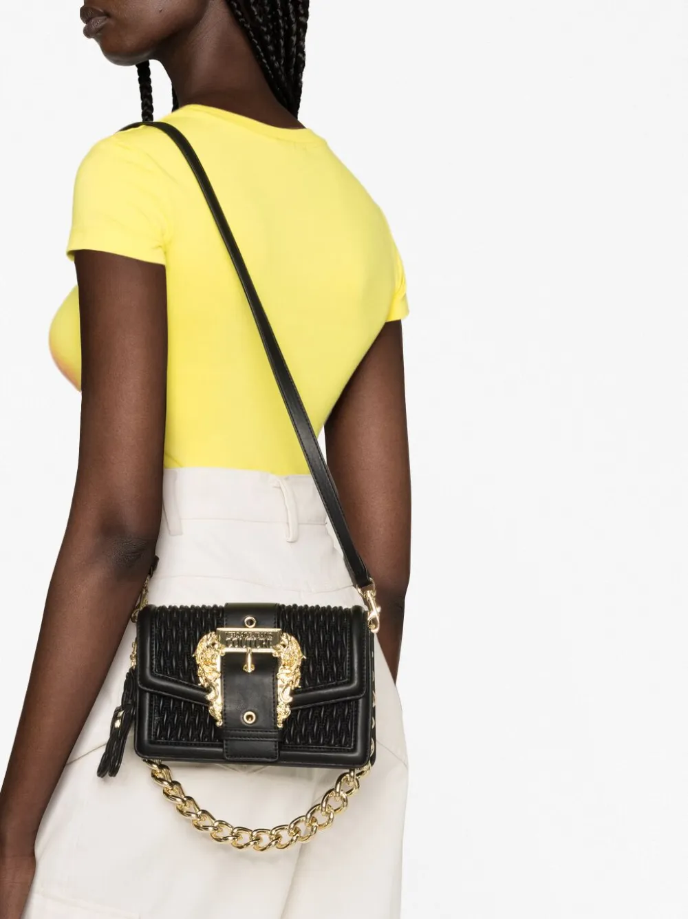 Versace Jeans Couture Schoudertas met barokgesp Zwart
