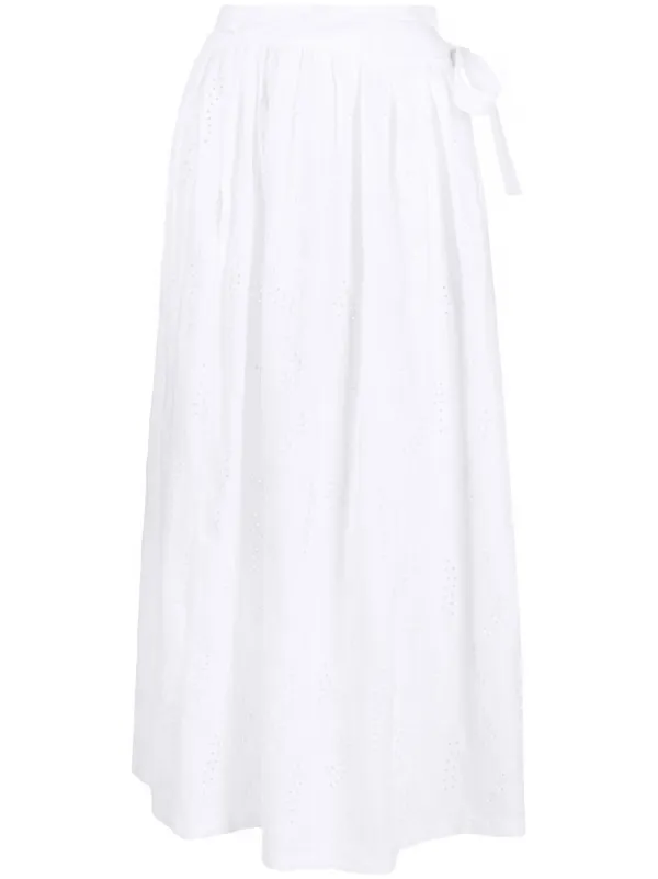 【関税&送料込】Chloe White Linen Paloma Chloe X Eres Skirt Chloé x ERES Paloma broderie-anglaise Skirt | White | FARFETCH
