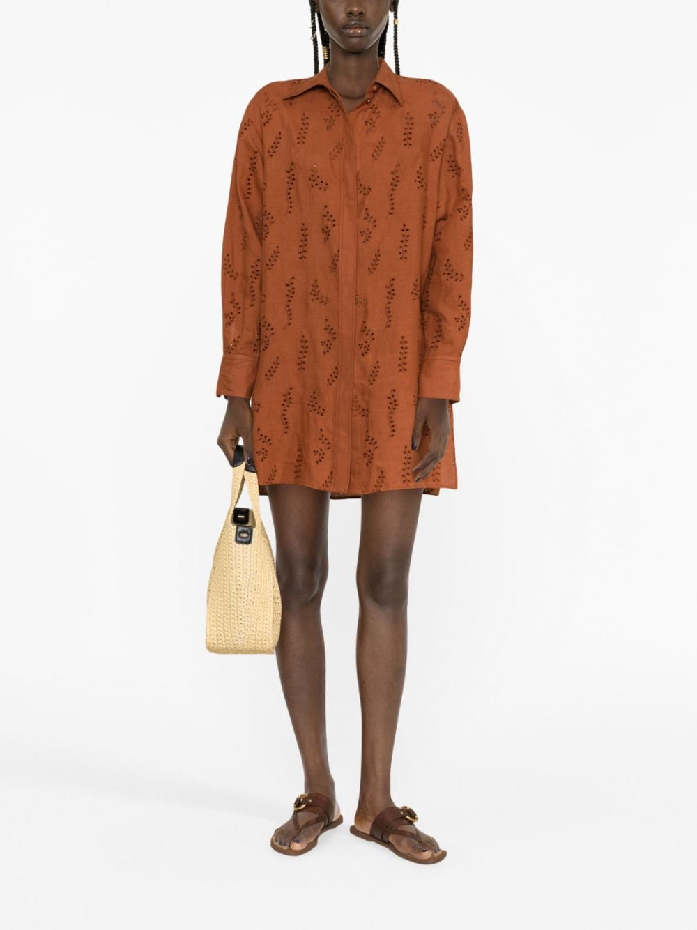 Chloé x Eres Patricia broderie anglaise blousejurk - Bruin