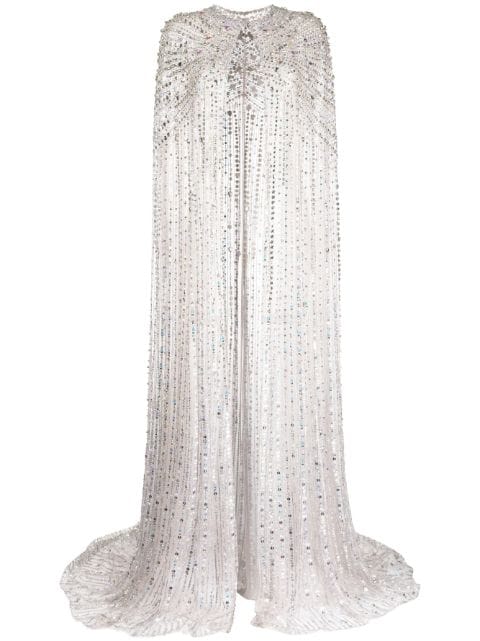 Jenny Packham Clara crystal-embellished long cape