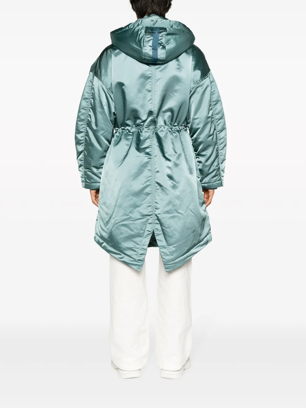 Shop Etudes Studio Lutece Logo-patch Hooded Coat In Blue