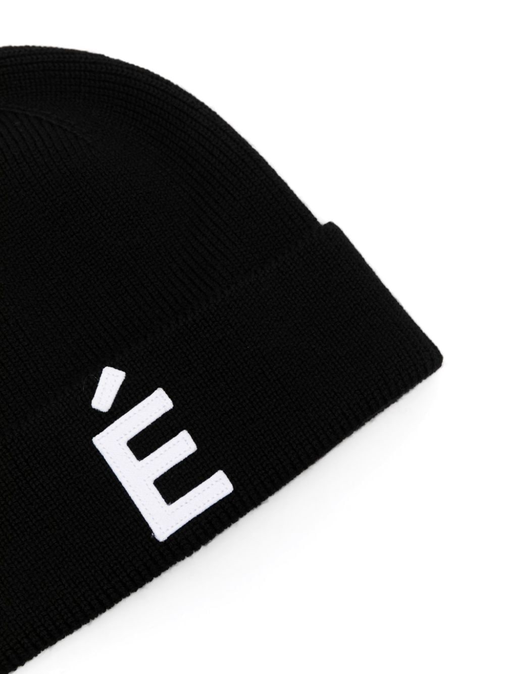 Shop Etudes Studio Logo-patch Wool Beanie In Black