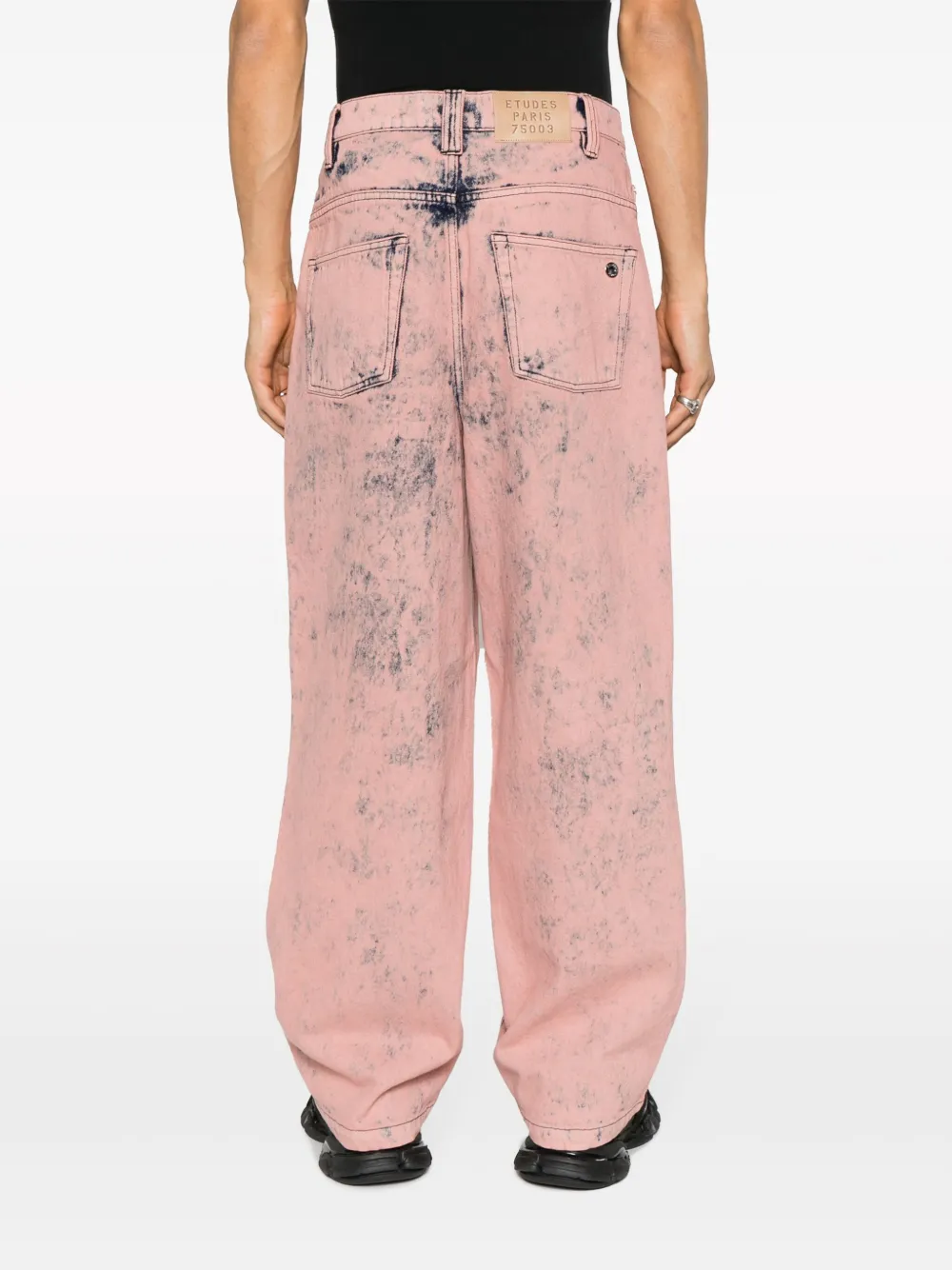 Shop Etudes Studio District Overdyed Mid-rise Wide-leg Jeans In Pink