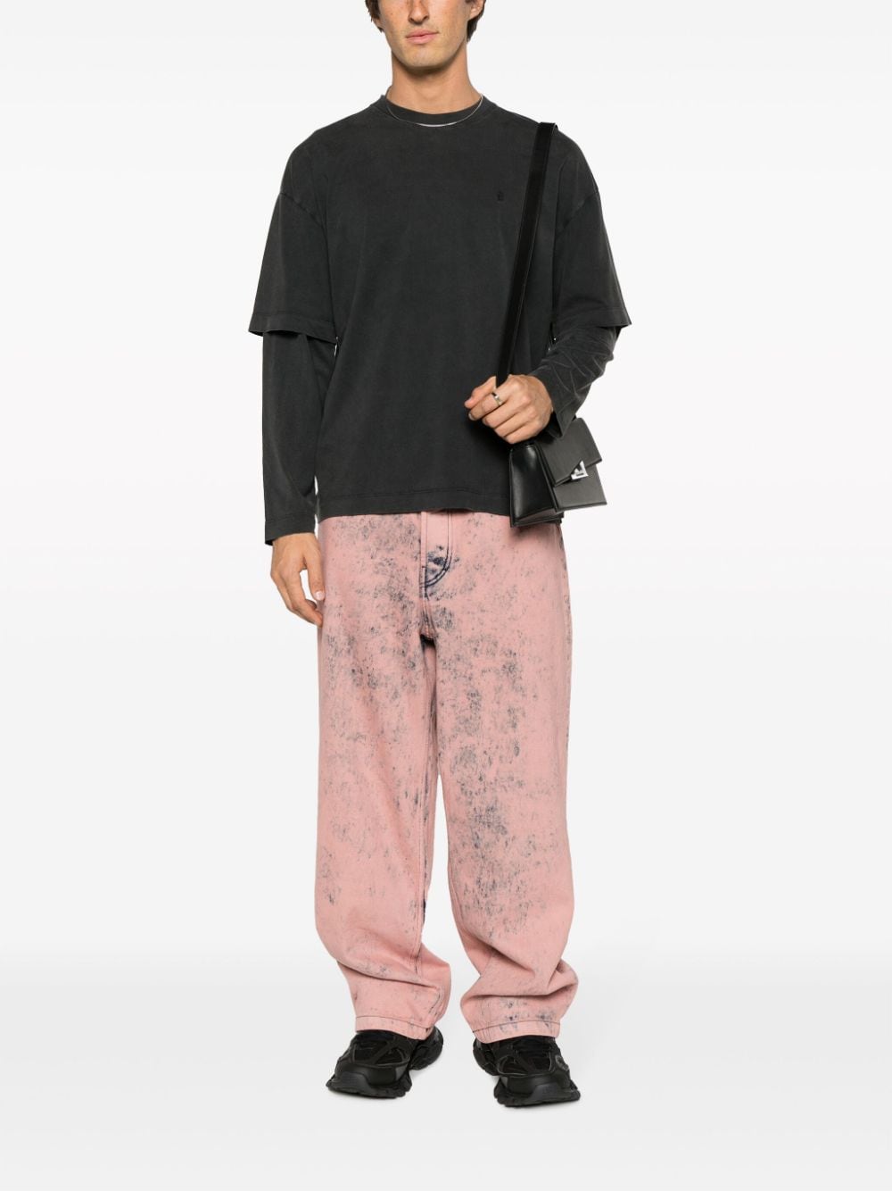 Shop Etudes Studio District Overdyed Mid-rise Wide-leg Jeans In Pink