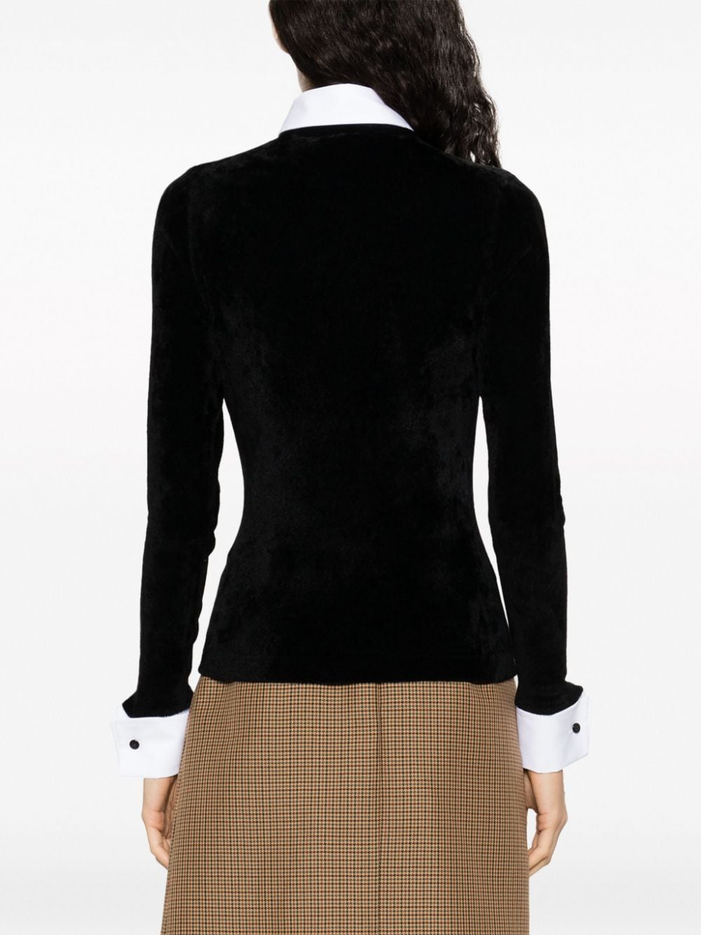 Shop Ralph Lauren Detachable-collar Velvet Top In Black