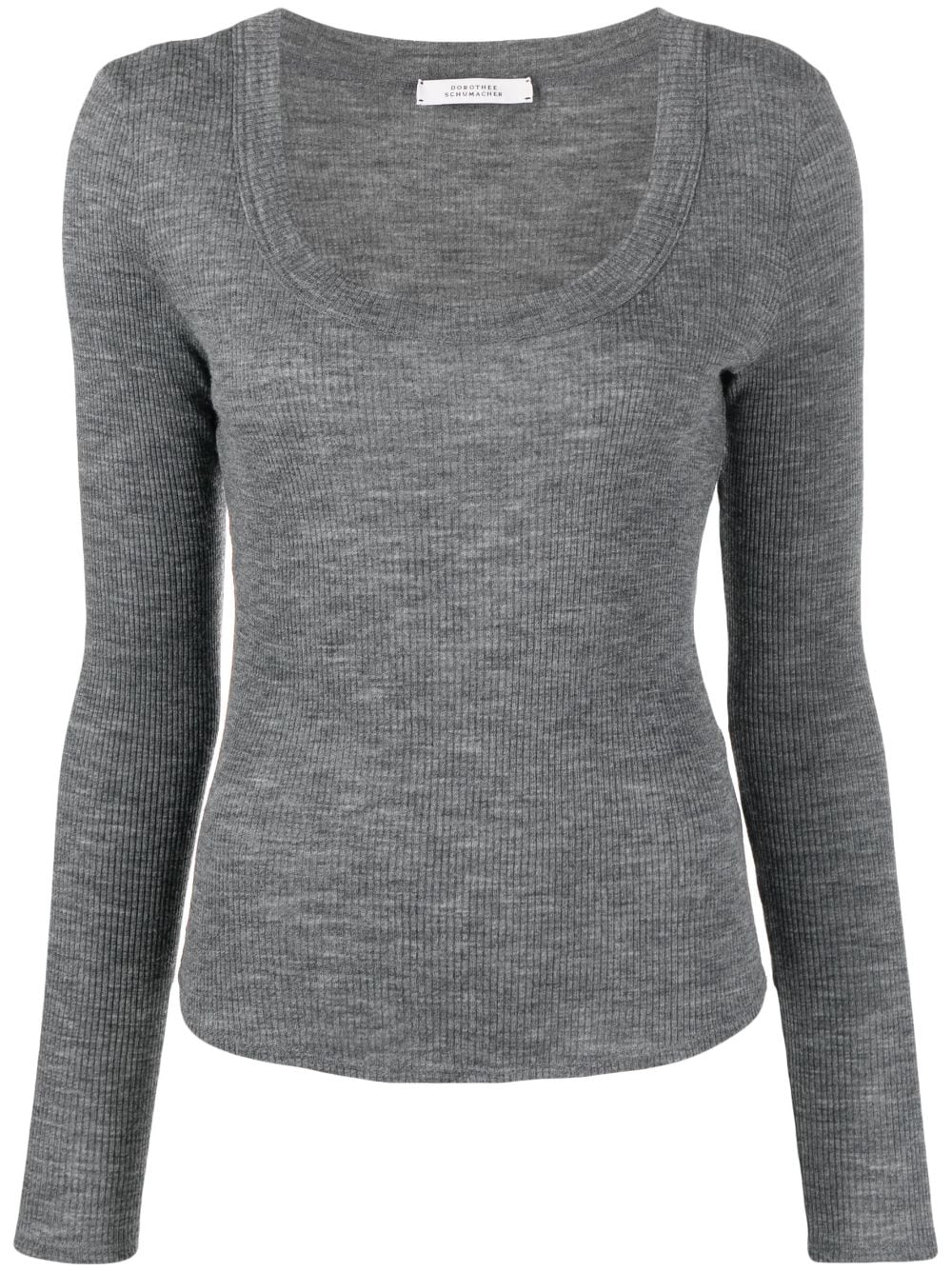 Shop Dorothee Schumacher Long-sleeve Wool Top In Grey