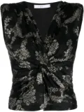 IRO twisted fil coupé-velvet top - Black