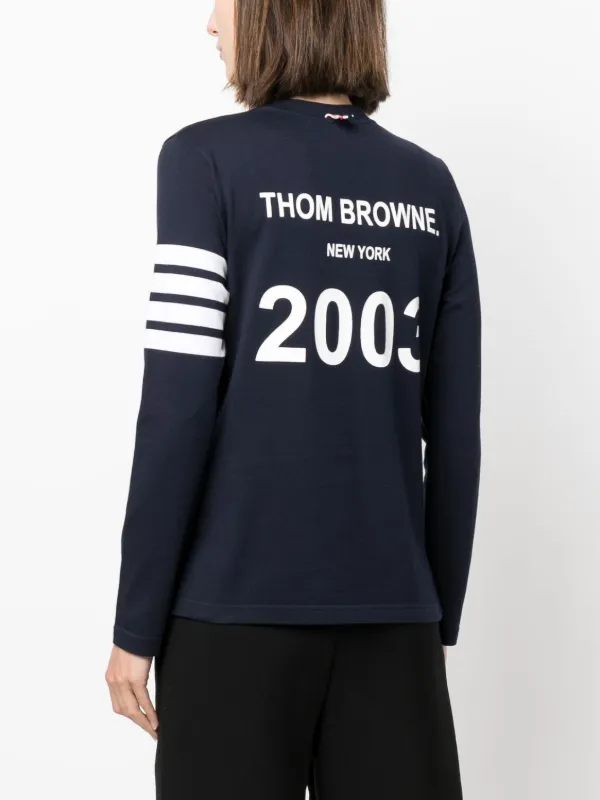 ★送料関税込★THOM BROWNE 4BAR ストライプ コットン Tシャツ Thom Browne 4BAR ストライプ 2003プリント Tシャツ | ブルー