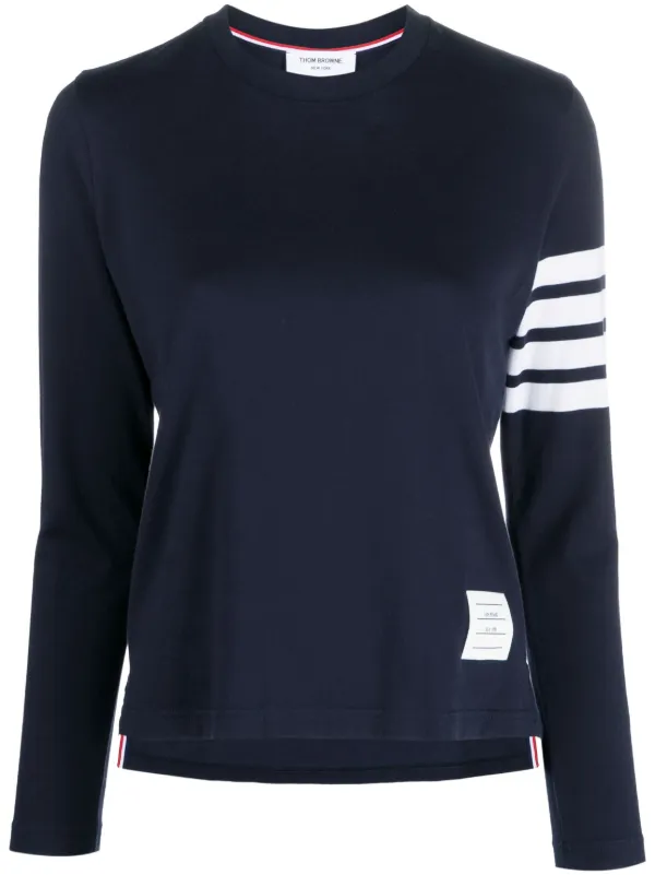 ★送料関税込★THOM BROWNE 4BAR ストライプ コットン Tシャツ Thom Browne 4BAR ストライプ 2003プリント Tシャツ | ブルー
