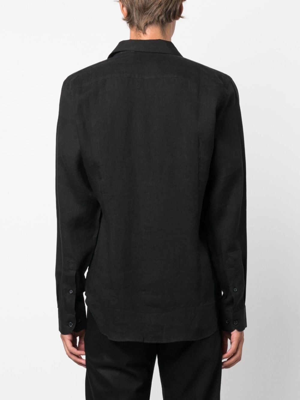 Shop Orlebar Brown Giles Long-sleeve Linen Shirt In Black