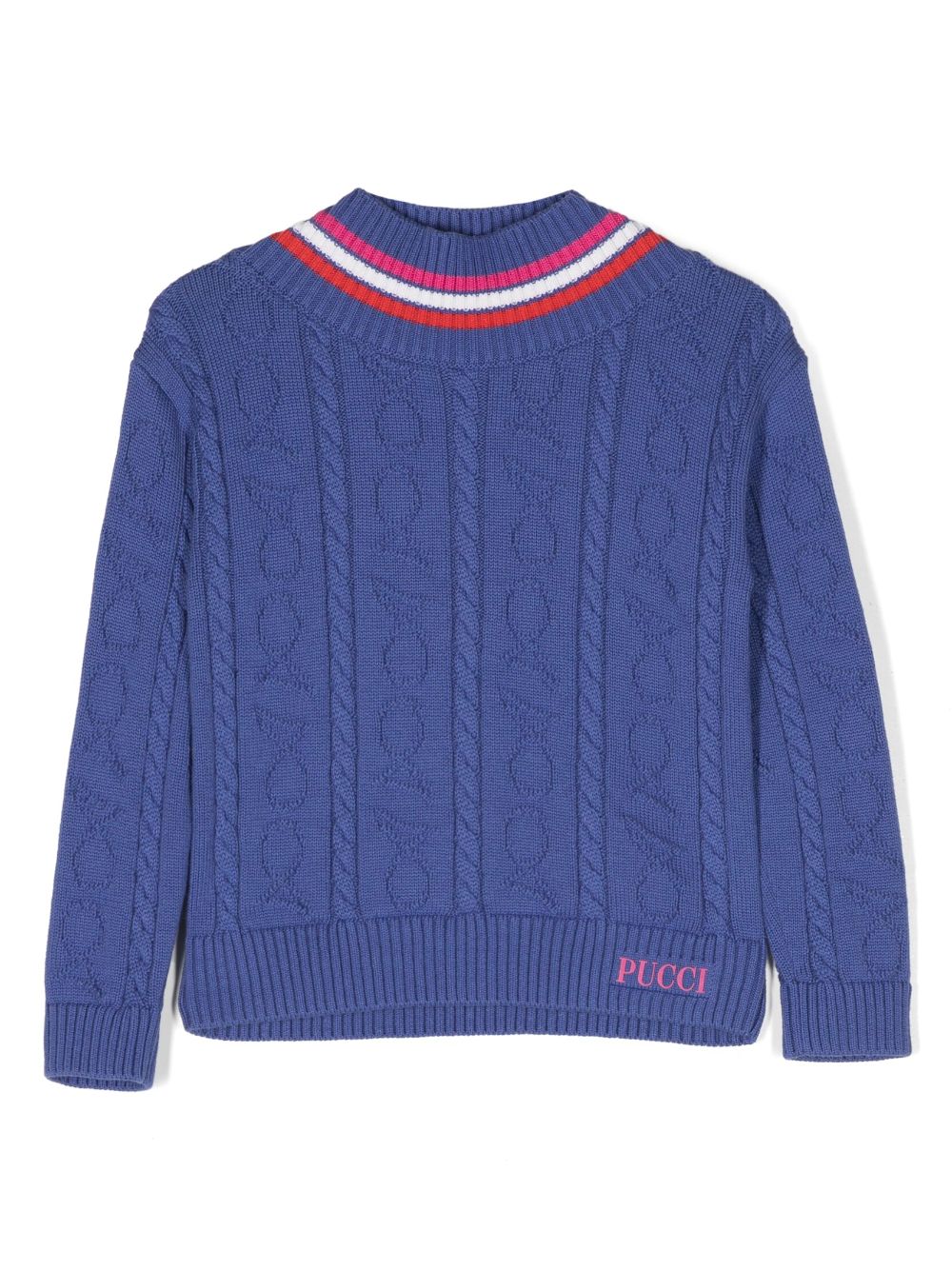 PUCCI Junior logo-patch cable-knit jumper - Purple