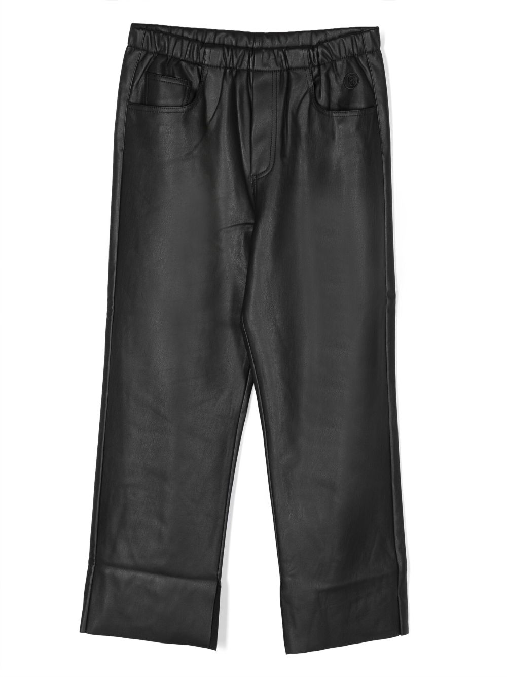 Mm6 Maison Margiela Kids' Straight-leg Elasticated-waist Trousers In Black