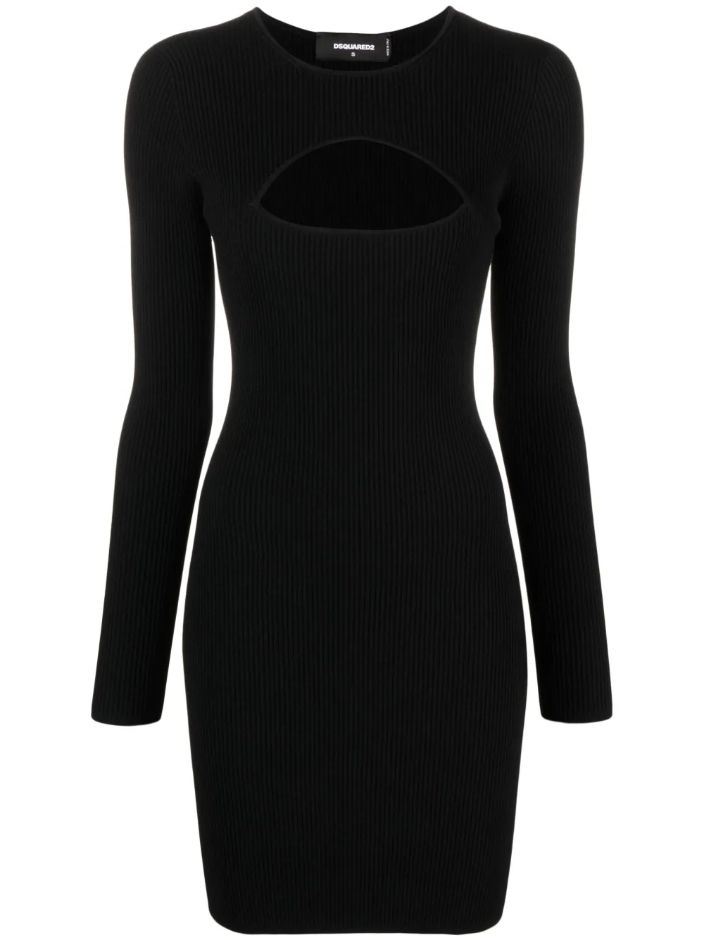 Shop Dsquared2 Cut-out Detail Long-sleeve Minidress In Black