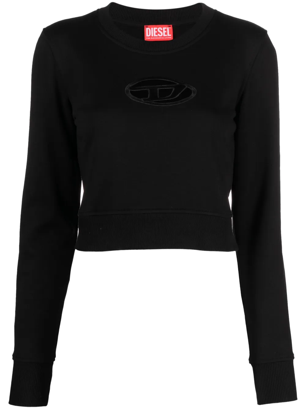 Diesel Cropped Sweatshirt With Cut-out Logo In Schwarz