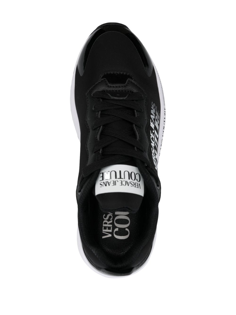 Shop Versace Jeans Couture Logo-print Almond-toe Sneakers In Black