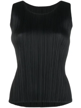 Pleats Please Issey Miyake Plissé scoop-neck Vest | Black