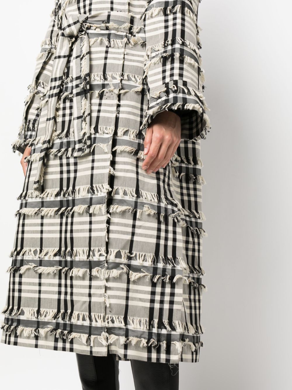 Shop Henrik Vibskov Midnight Plaid-check Fringe Raincoat In White