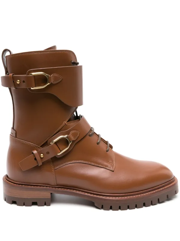 Ralph Lauren Collection Marlie Welington Leather Boots in Brown