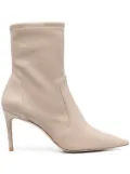 Stuart Weitzman pointed toe 85mm leather sock boots - Neutrals