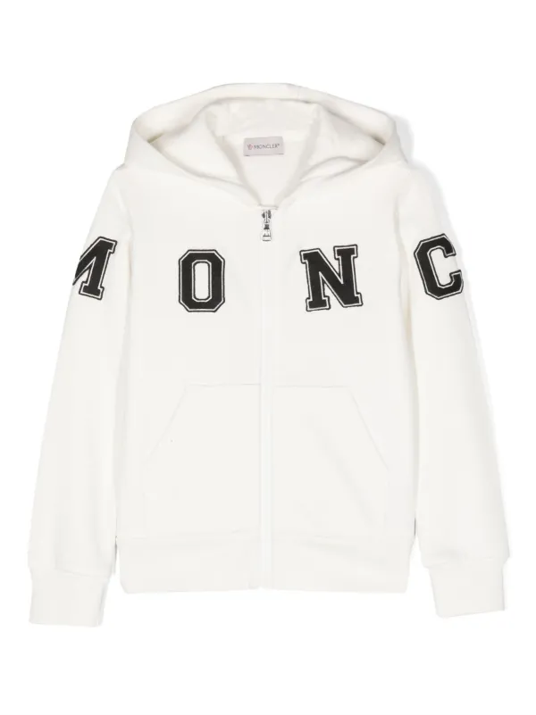 Moncler Enfant Hoodie Med Logotyp Vit FARFETCH SE