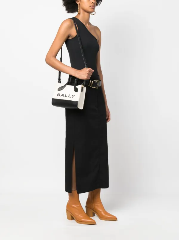 トートバッグ BALLY Bar Keep On shopper White/Black Bally BAR KEEP ON - Tote bag - natural/black/oro/white