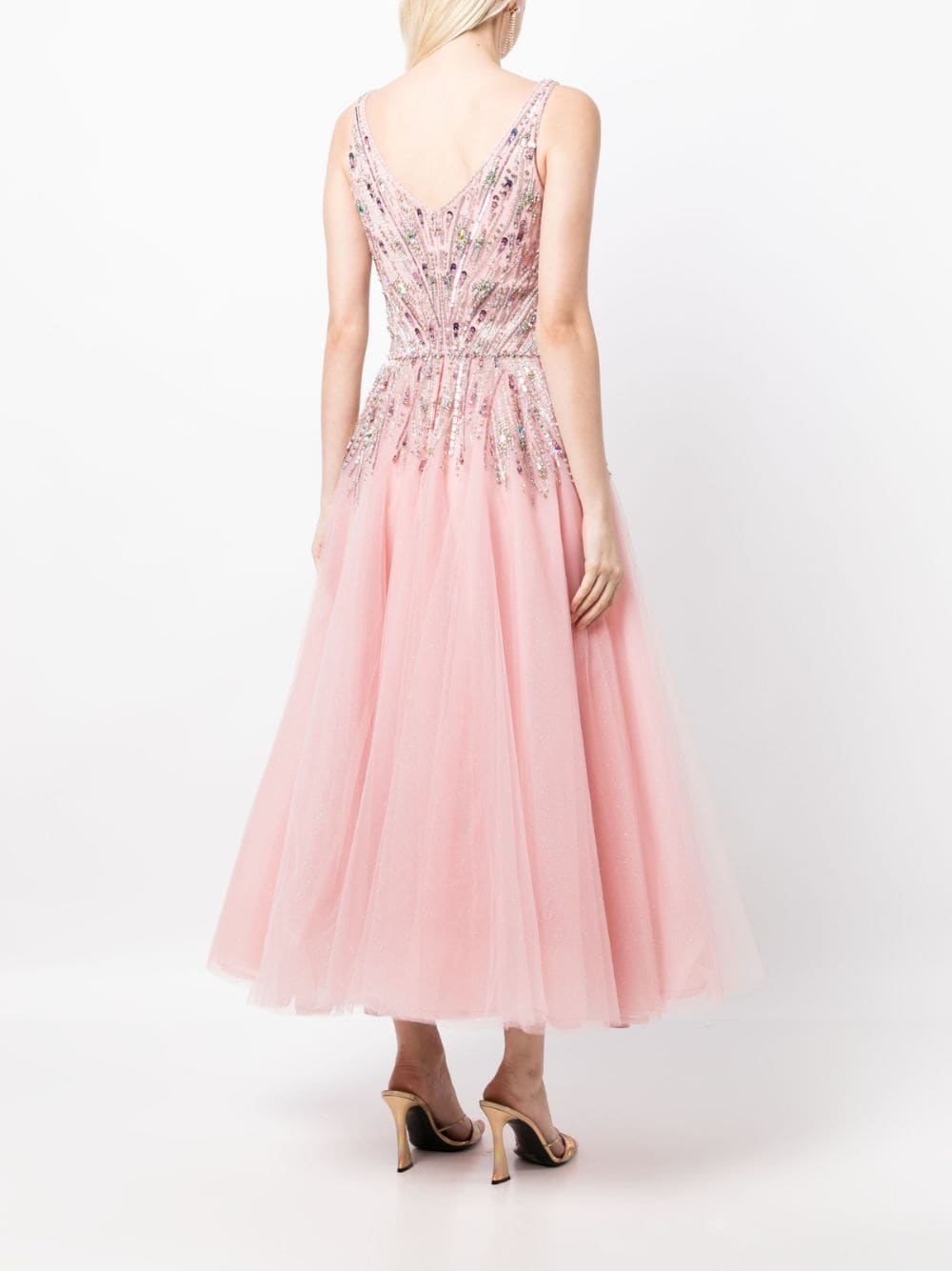 Shop Jenny Packham Jane Crystal-embellished Midi Dress In Pink