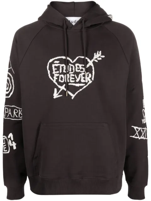 Études Studio graffiti-embroidery organic cotton hoodie